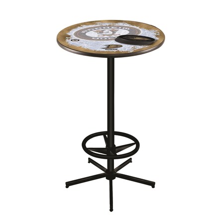 Holland Bar Stool Co 42" Black Anaheim Ducks Pub Table, 36" dia. Top L216B4236AnaDks-D2